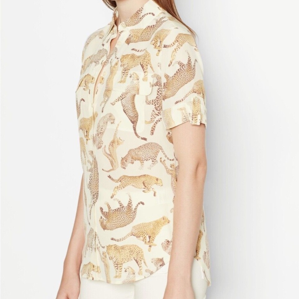 EQUIPMENT RARE Reese Floating Cheetah Silk Safari Button Up Size XSMALL